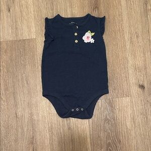 Navy Blue Baby Onesie with Floral Detail